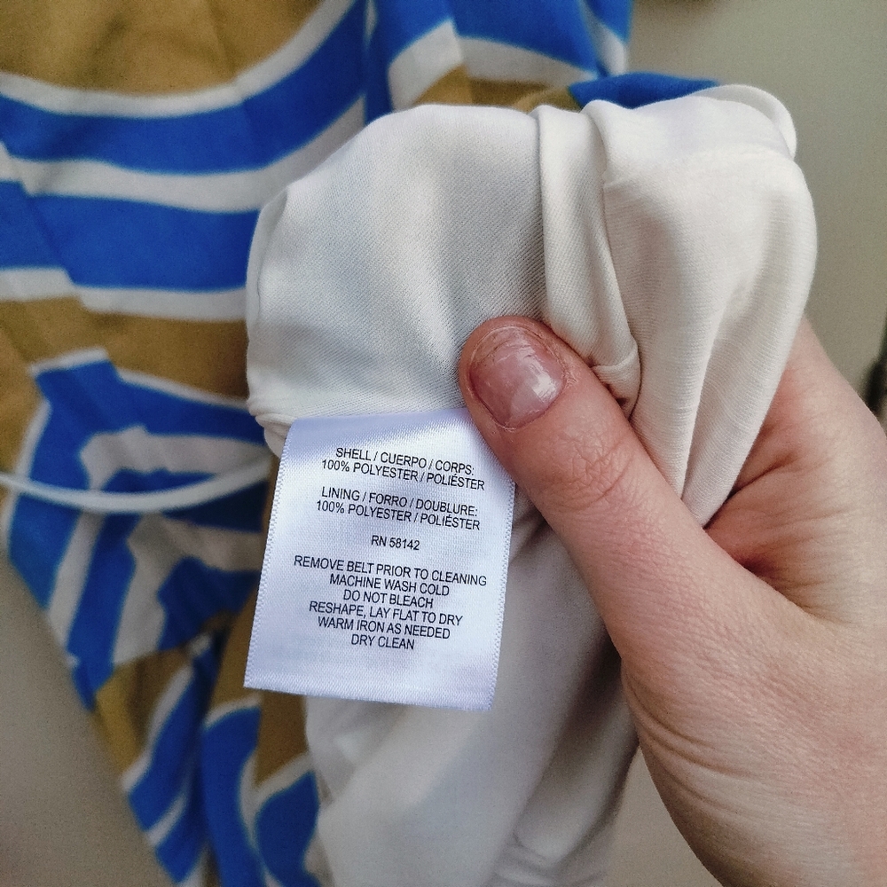 The Good Journey Short Sleeve Striped Mini Dress Blue and Yellow Size 12 - Picture 6 of 8